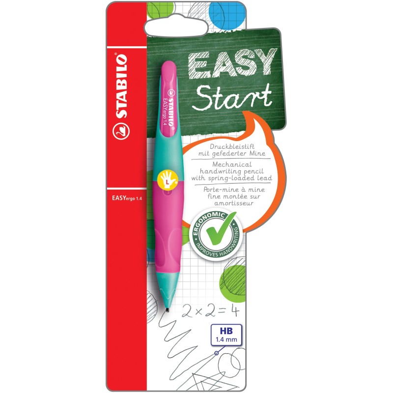 STABILO® Ergonomischer Druckbleistift STABILO® EASYergo 1.4 · türkis/neonpink · Rechts-/Linkshänder