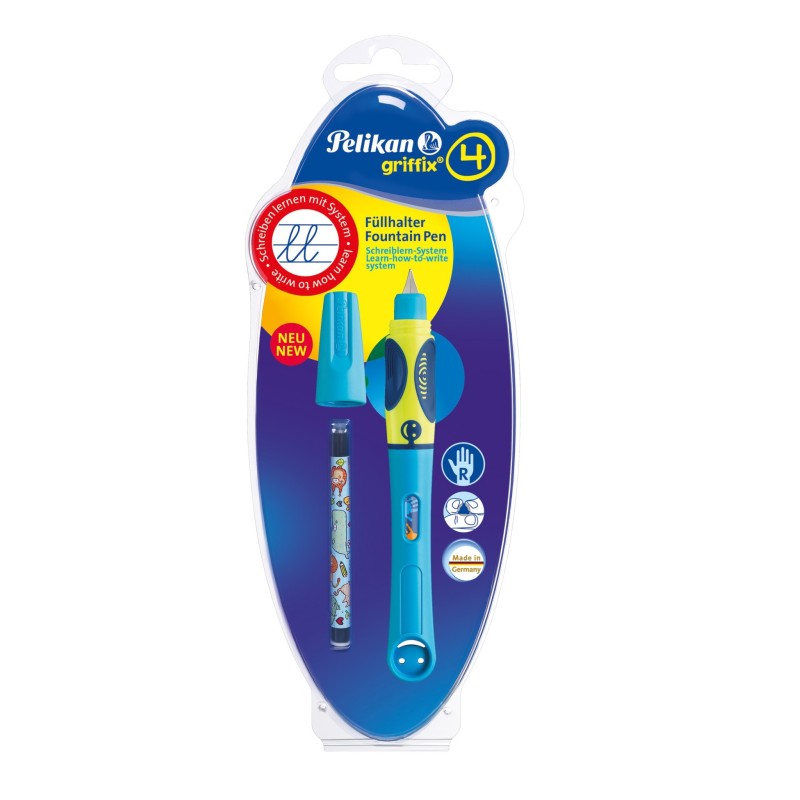Pelikan Schulfüller Griffix P2NBR/L · Farbe: neonfreshblue · Feder A (Anfänger) · Rechts-/Linkshänder