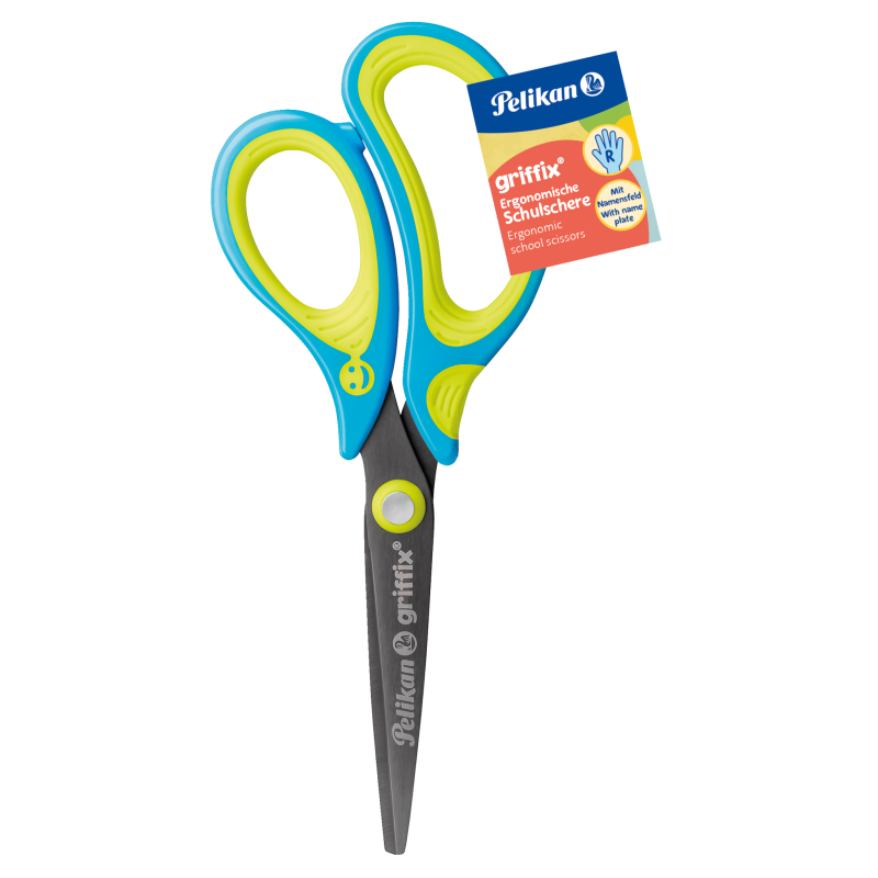 Pelikan Schulschere griffix spitz · neon fresh Blue · Rechtshänder / Linkshänder