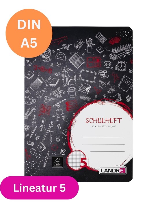 Landré Schulheft A5 · Lineatur 5 · 80 g/m² · 16 Blatt