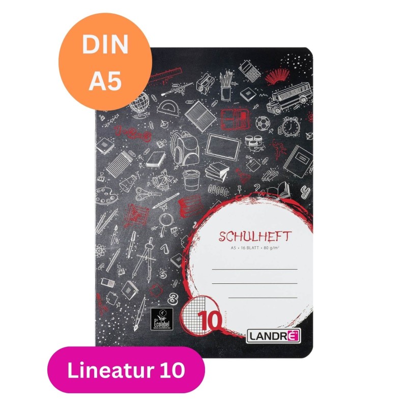 Landré Schulheft A5 · Lineatur 10 · 80 g/m² · 16 Blatt