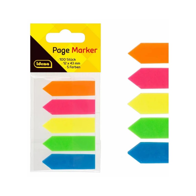 Idena Pagemarker · Pfeil · 5 Farben je 20 Stück· 100 Stück