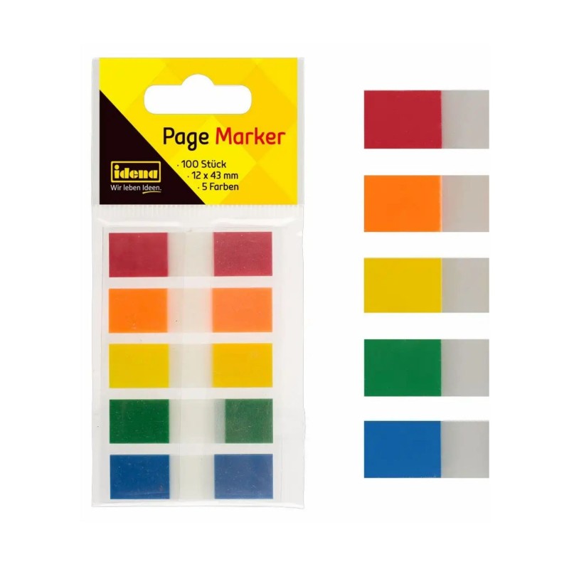 Idena Pagemarker · Marker Strips · 5 Farben je 20 Stück· 100 Stück