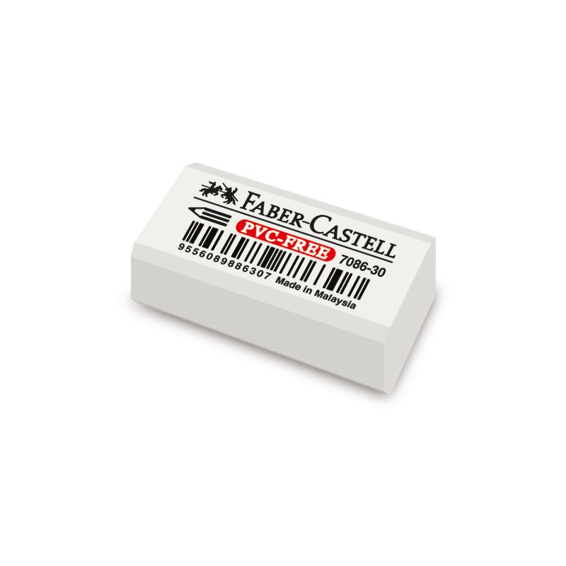 Faber-Castell  Radierer 7086-30 · Weiß · PVC-frei · Weiche Kunststoffmischung · Schmierfreies Radieren · Für Blei- & Farbstifte 