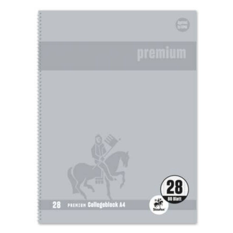 Staufen Collegeblock Premium · A4 · Lineatur 28 · kariert mit Doppelrand · 80 Blatt · 90g/qm · Premiumqualität