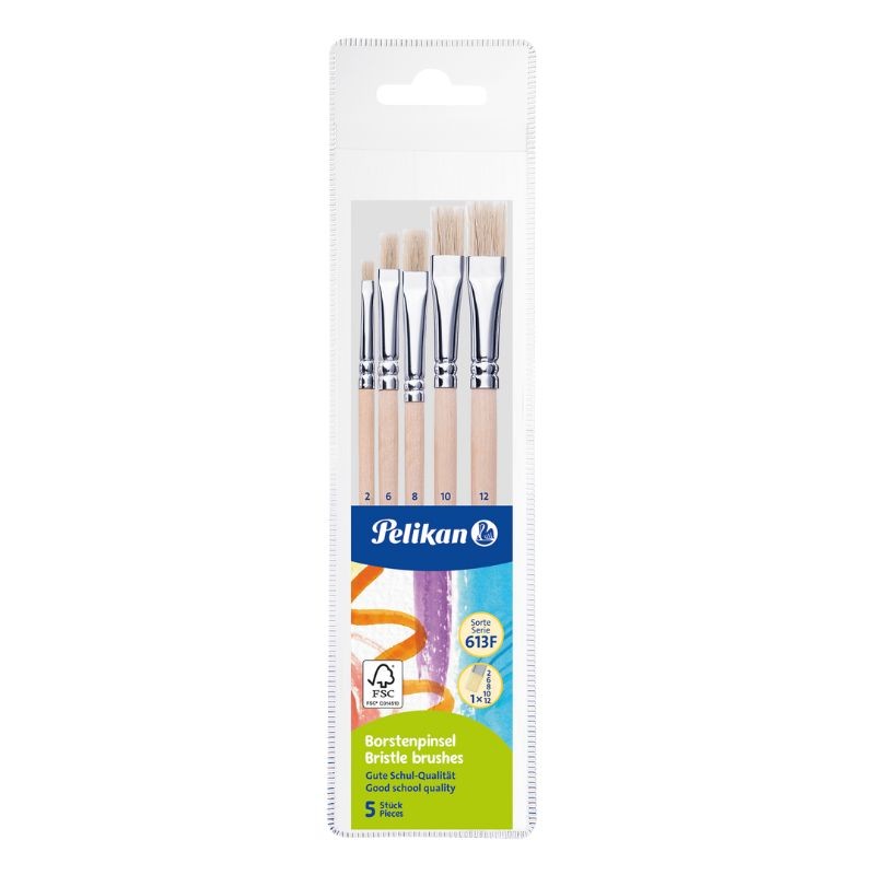 Pelikan Borstenpinsel-Set · 5-teilig · Größen 2-6-8-10-12