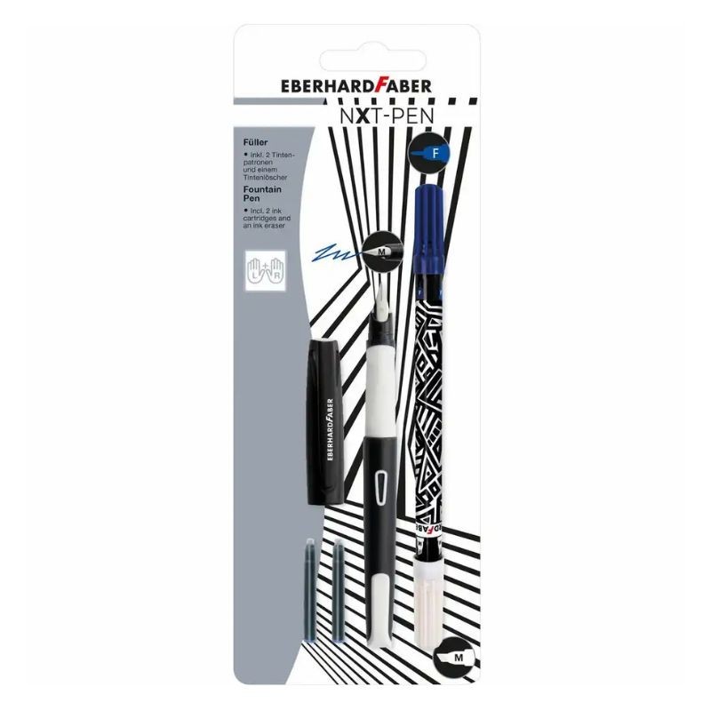EBERHARD FABER Füller Set NXT · Füller Feder M · Tintenlöscher · 2 Patronen · schwarz/weiß