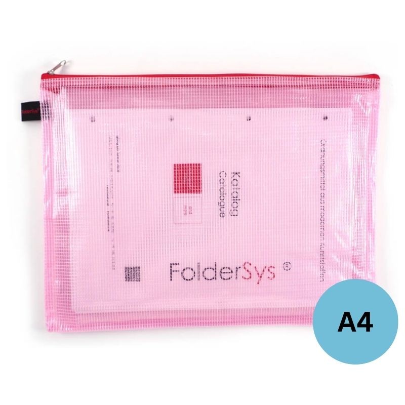 FolderSys Reißverschlussbeutel · DIN A4 · transparent/rot