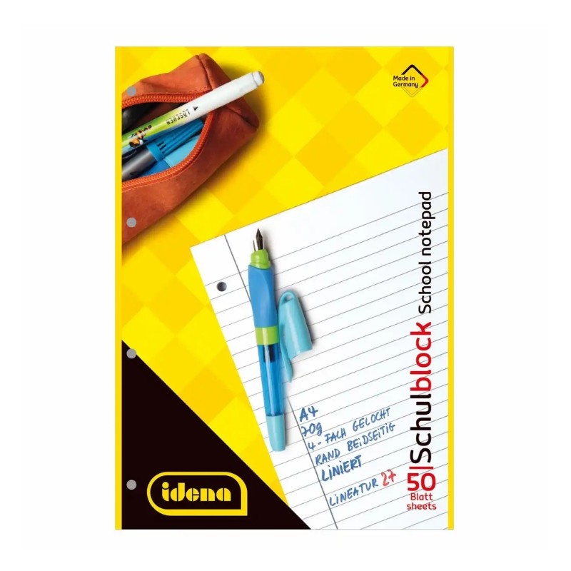 Idena Schulblock · A4 · 50 Blatt · Lineatur 27 · liniert · Doppelrand