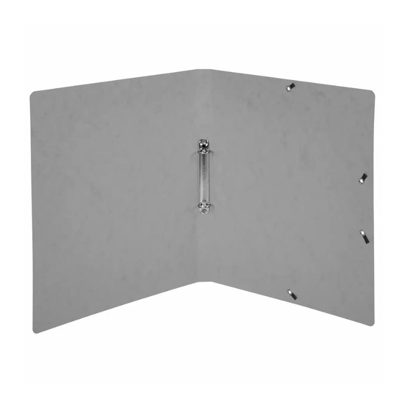 Ringhefter DIN A4 · Grau · 2 Ringe (Ø 15 mm) · Für bis zu 140 Blatt · Colorspan-Karton 355 g/m² · Mit Eckspanngummis · FSC®-zert