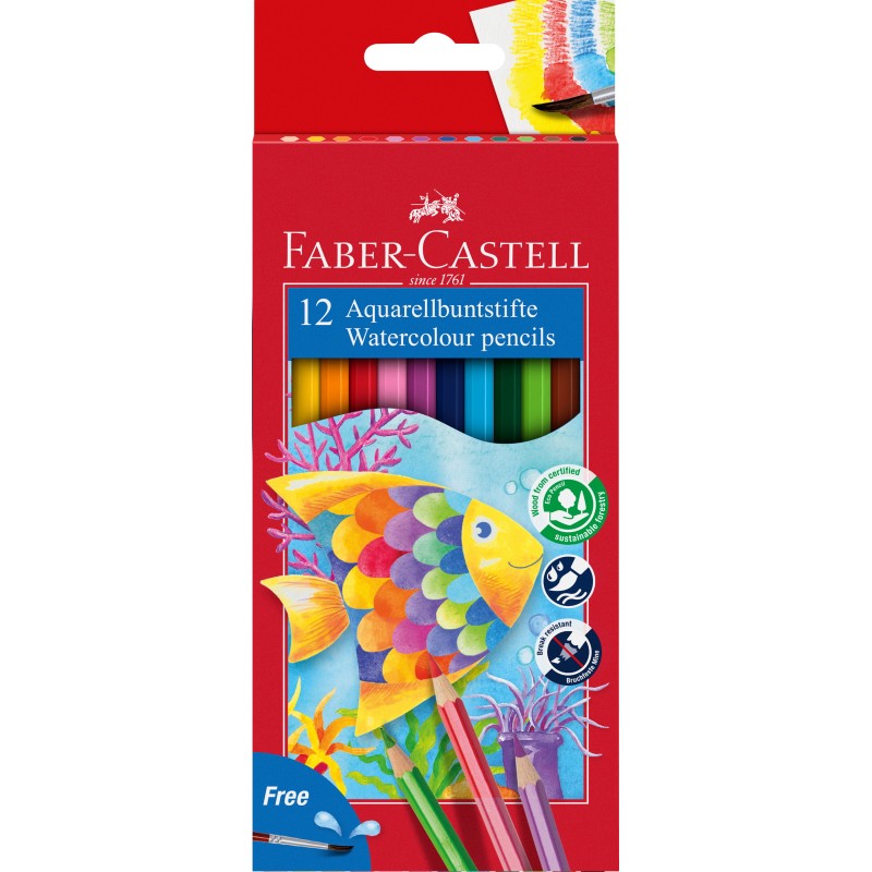 Faber-Castell Aquarell-Buntstifte · Kartonetuii mit 12 Stiften
