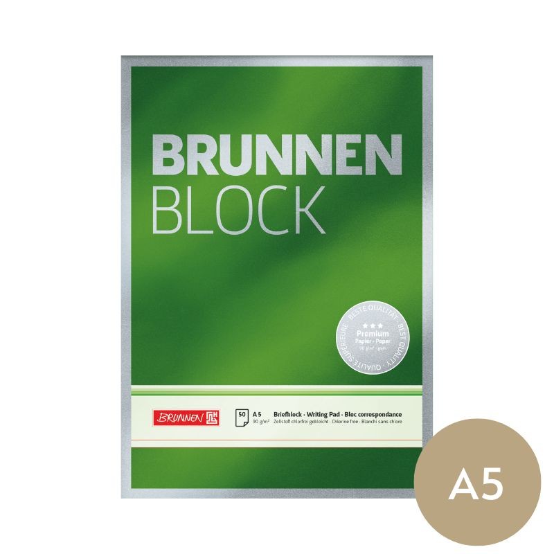 Brunnen Briefblock DIN A5 (Kleinformat) blanko · weiß · 90 g/m²