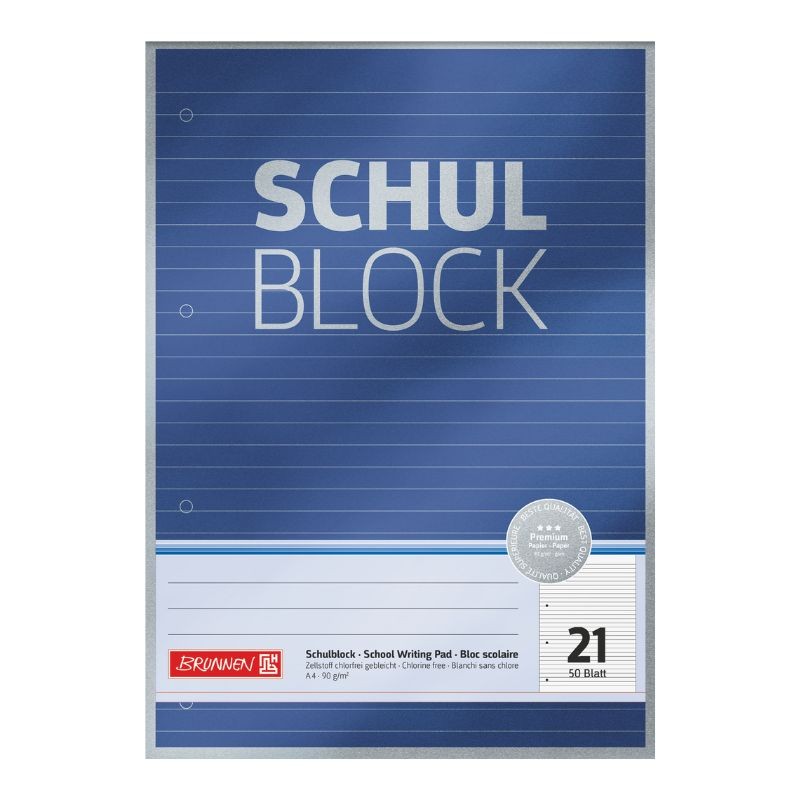 BRUNNEN Schulblock · DIN A4 · Lineatur 21 · 50 Blatt · Premium