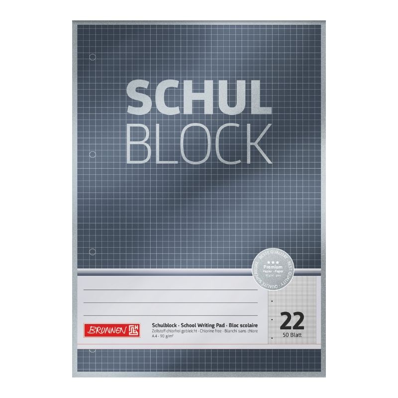 BRUNNEN Schulblock · DIN A4 · Lineatur 22 · 50 Blatt · Premium