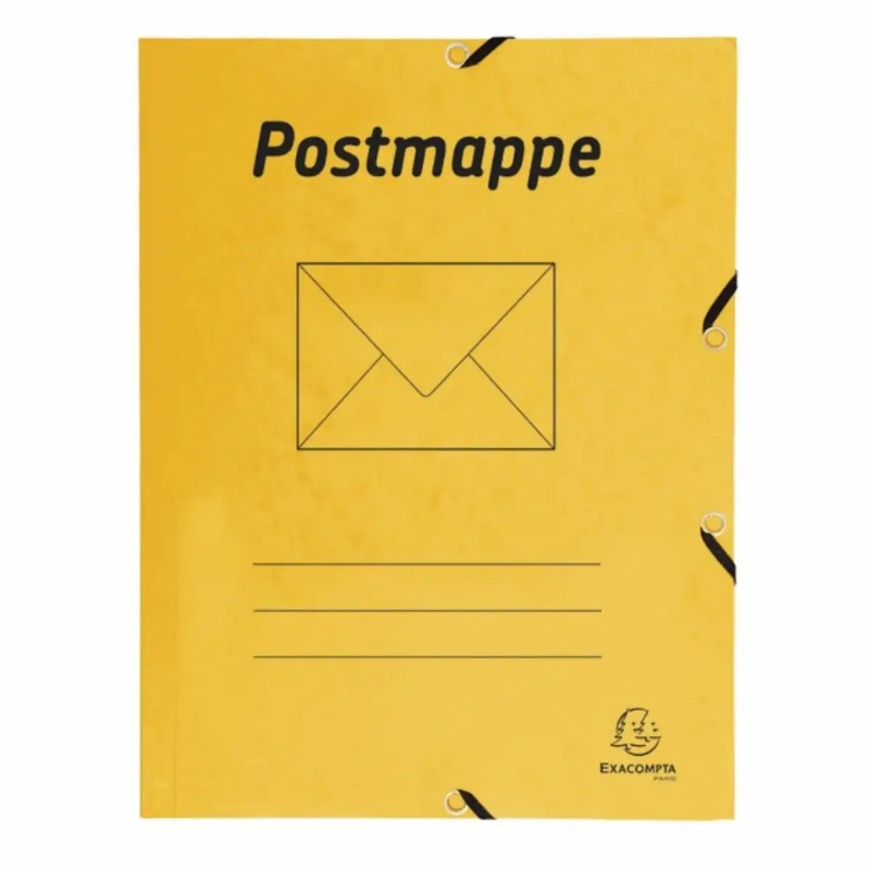 Postmappe DIN A4 · Gelb · 425 g/m² Colorspan-Karton · 3 Klappen · 2 Gummizüge · FSC-zertifiziert · Für ca. 200 Blatt