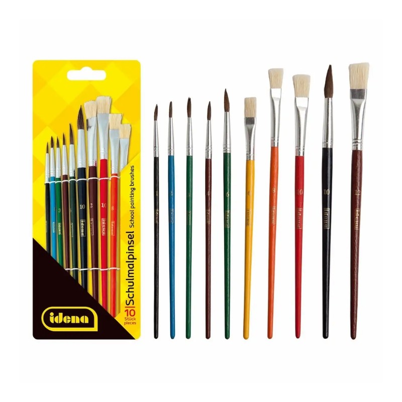 Idena Pinselset 6-teilig · 4 Flach - & 6 Haarpinsel